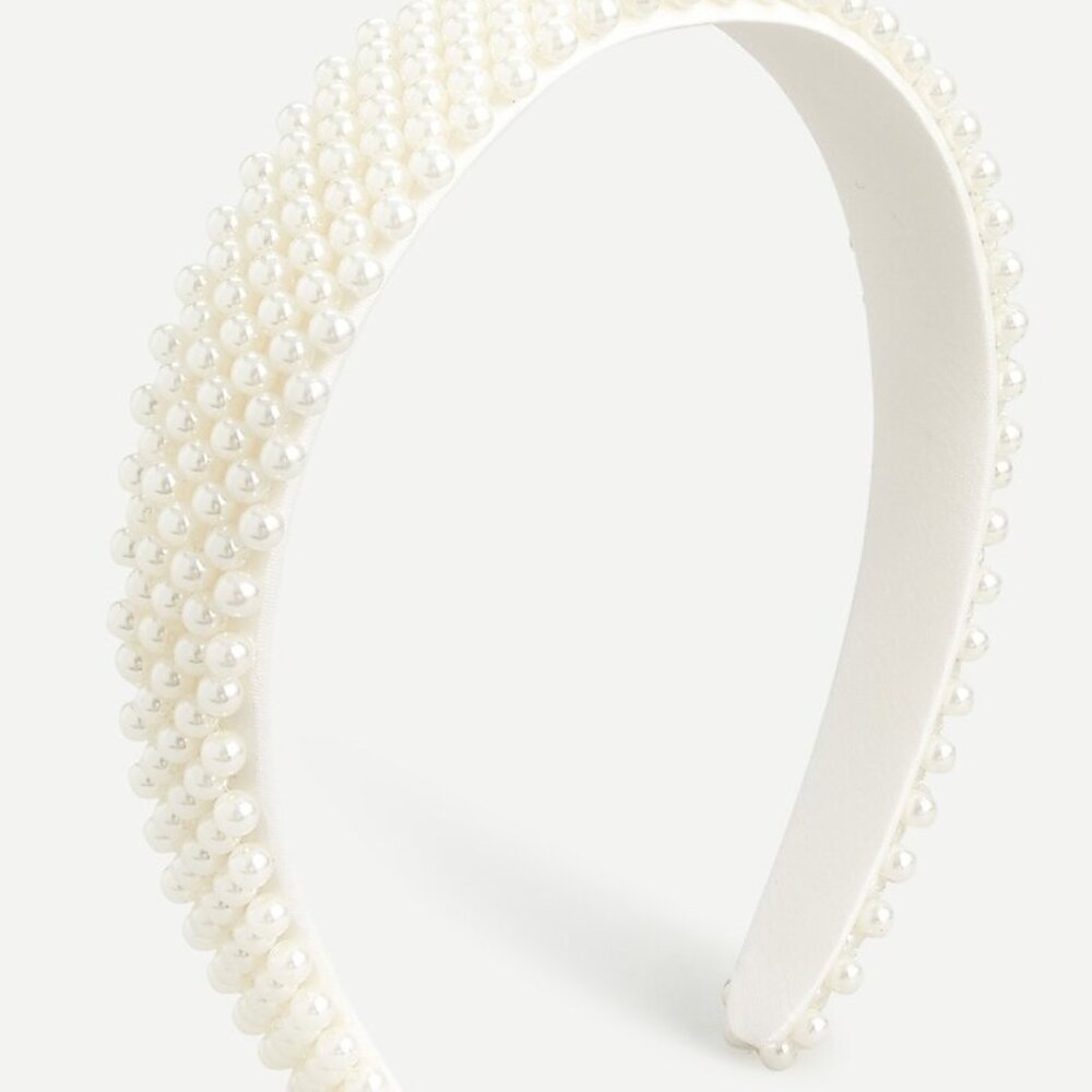 NWT - J. Crew Wide Pearl Headband - Ivory